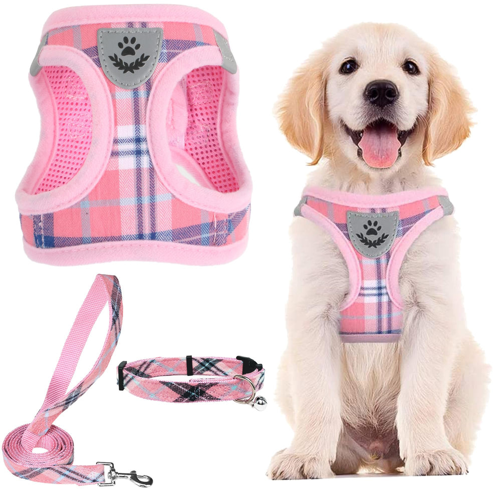 PUPTECK harnais ajustable rose, facilité de mise en place pour petites et moyennes races.