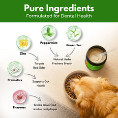 Pupzle Poudre Dentaire – goût pomme-porc naturel apprécié par les chiens.