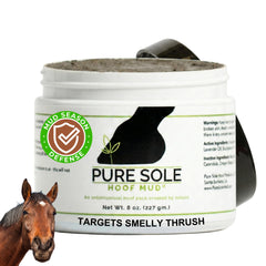 Pure Sole Hoof Mud — emballage pratique pour le soin du sabot humide.