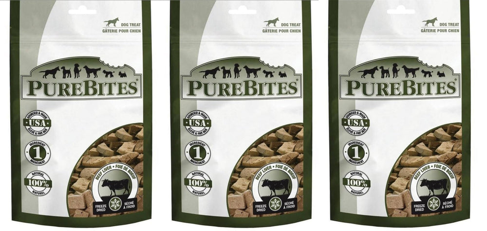 PureBites foie de bœuf lyophilisé pour chien, bouchées naturelles faciles à partager.