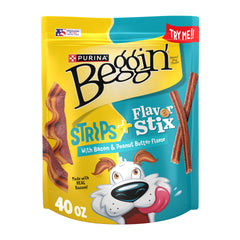 Purina Beggin’ Stix et Strips bacon beurre de cacahuète, récompense savoureuse