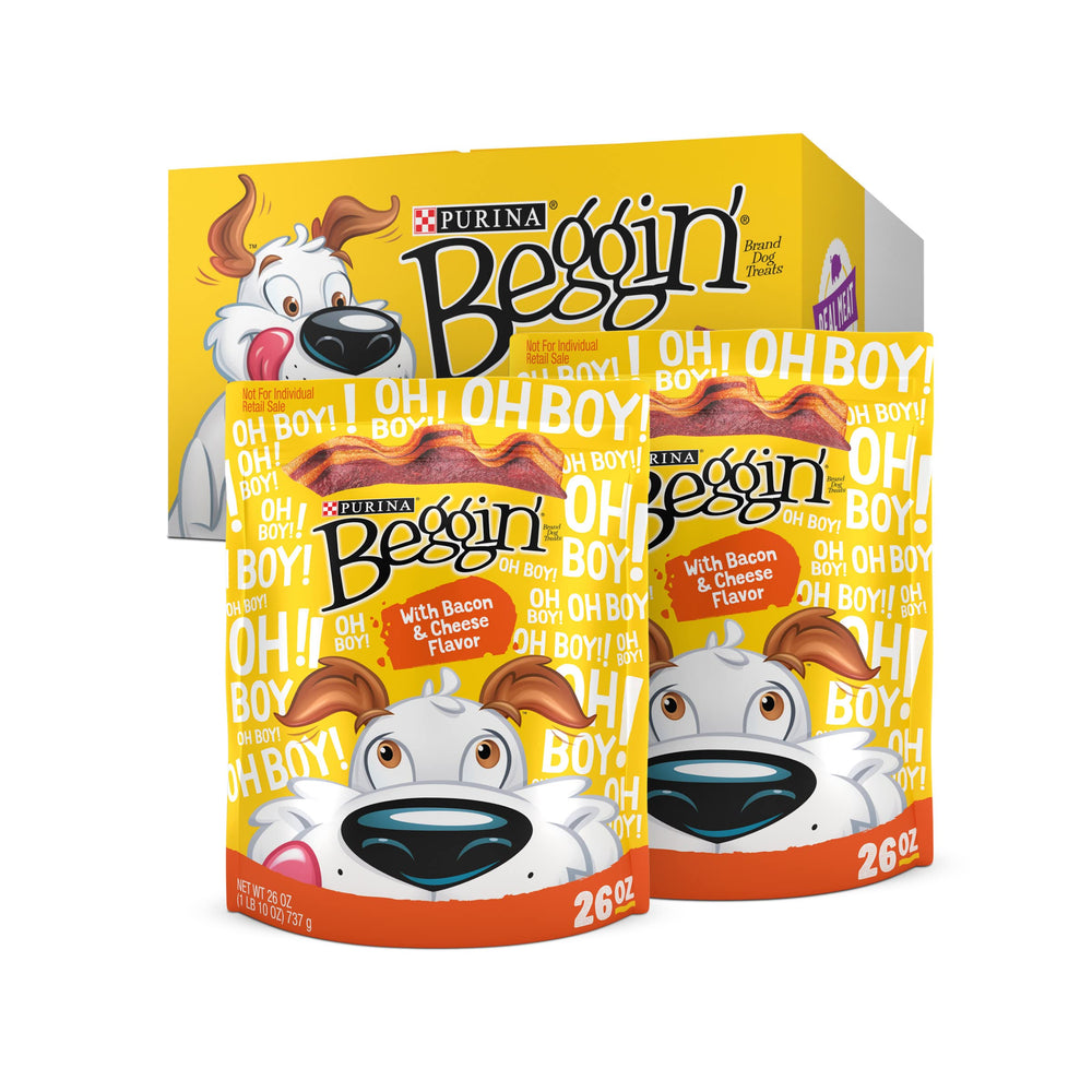 Purina Beggin' Strips; paquet de deux sachets 26 oz, pratique pour les récompenses quotidiennes.