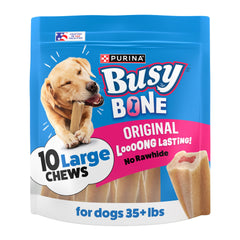 Sachet Purina Busy Bone Original, 10 friandises, pratique pour des activités d'occupation.