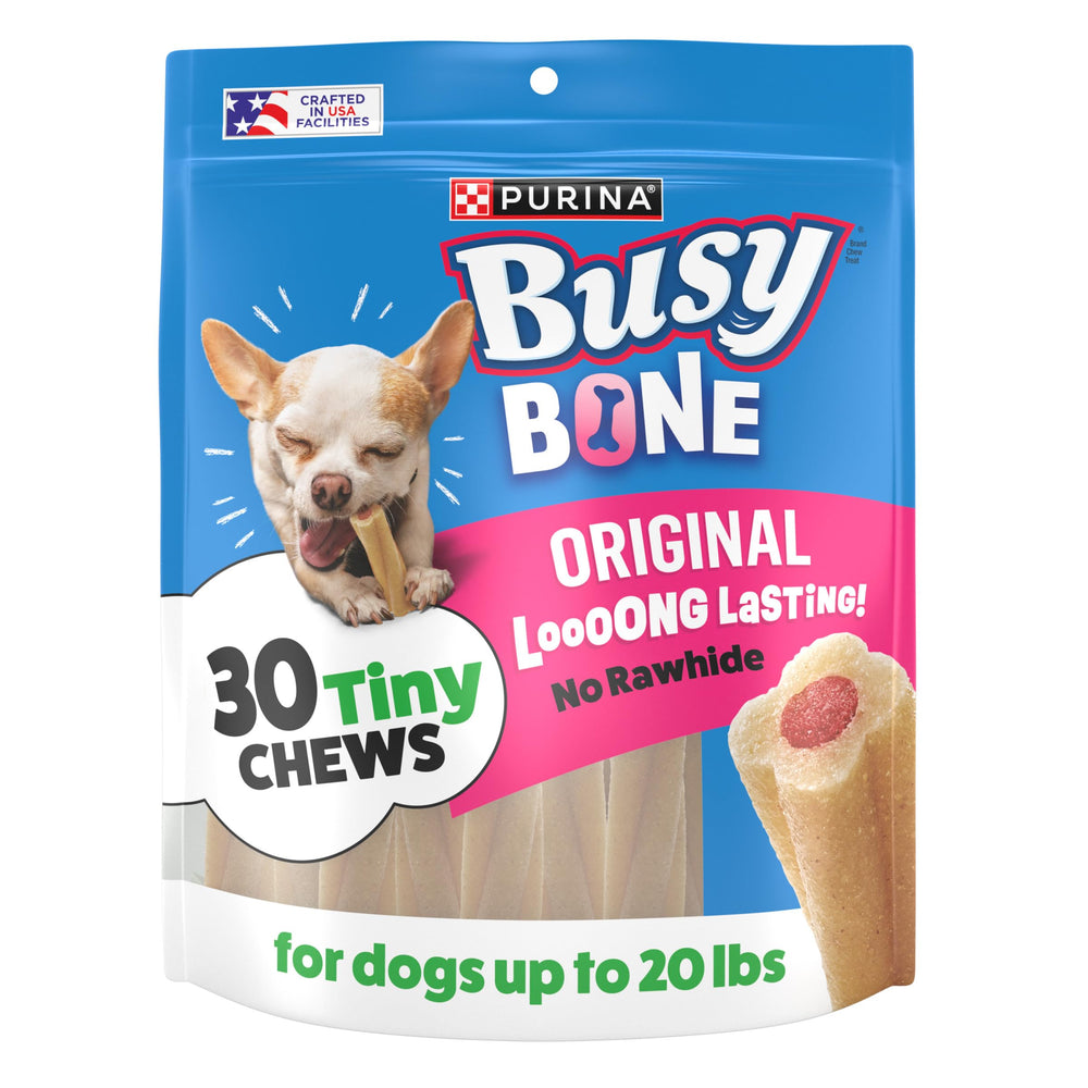 Purina Busy Bone Tiny centre viande: récompense savoureuse sans cuir cru.