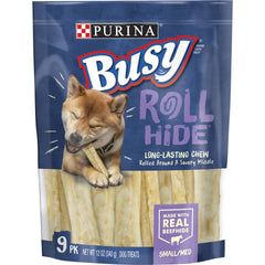 Purina Busy Rollhide: os de boeuf réel extérieur roulé pour une mastication prolongée.
