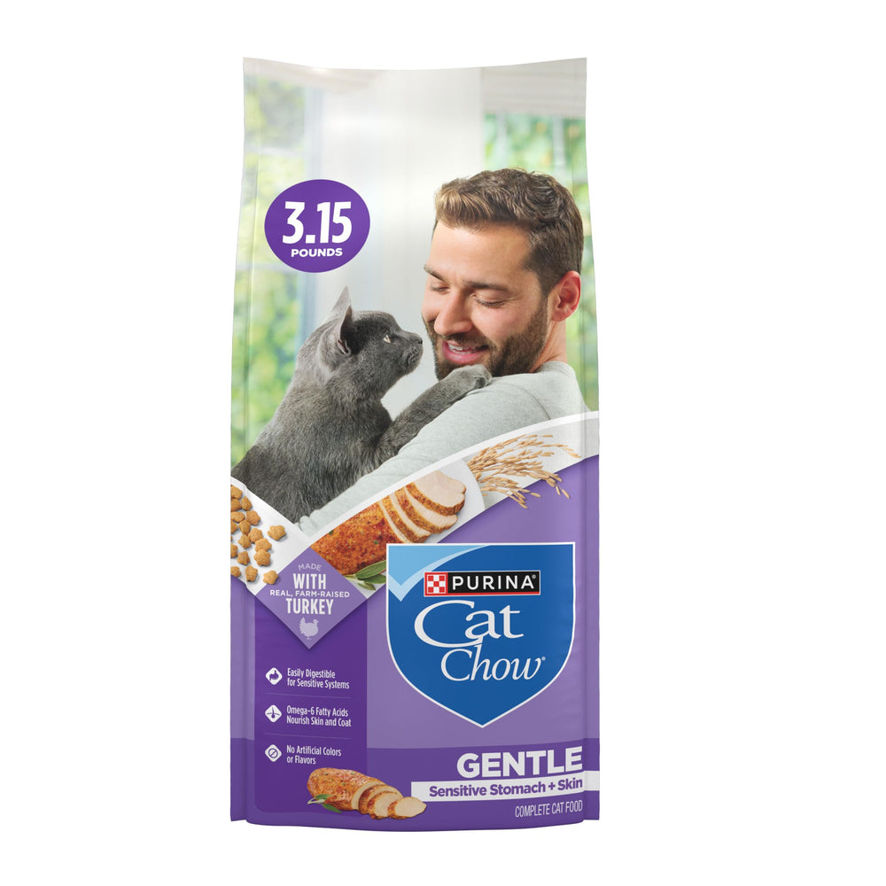 Purina Cat Chow Doux Estomac Sensible offre des croquettes faciles à digérer pour chat adulte.