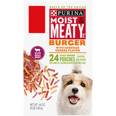 Purina Moist Meaty boeuf reel, goût riche et appétissant.