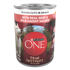 Purina ONE: boeuf réel et saumon sauvage dans une conserve.