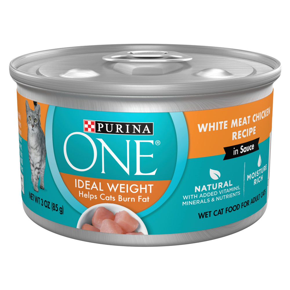 Purina ONE chat, poulet blanc en sauce, bouchée savoureuse et hydratante.