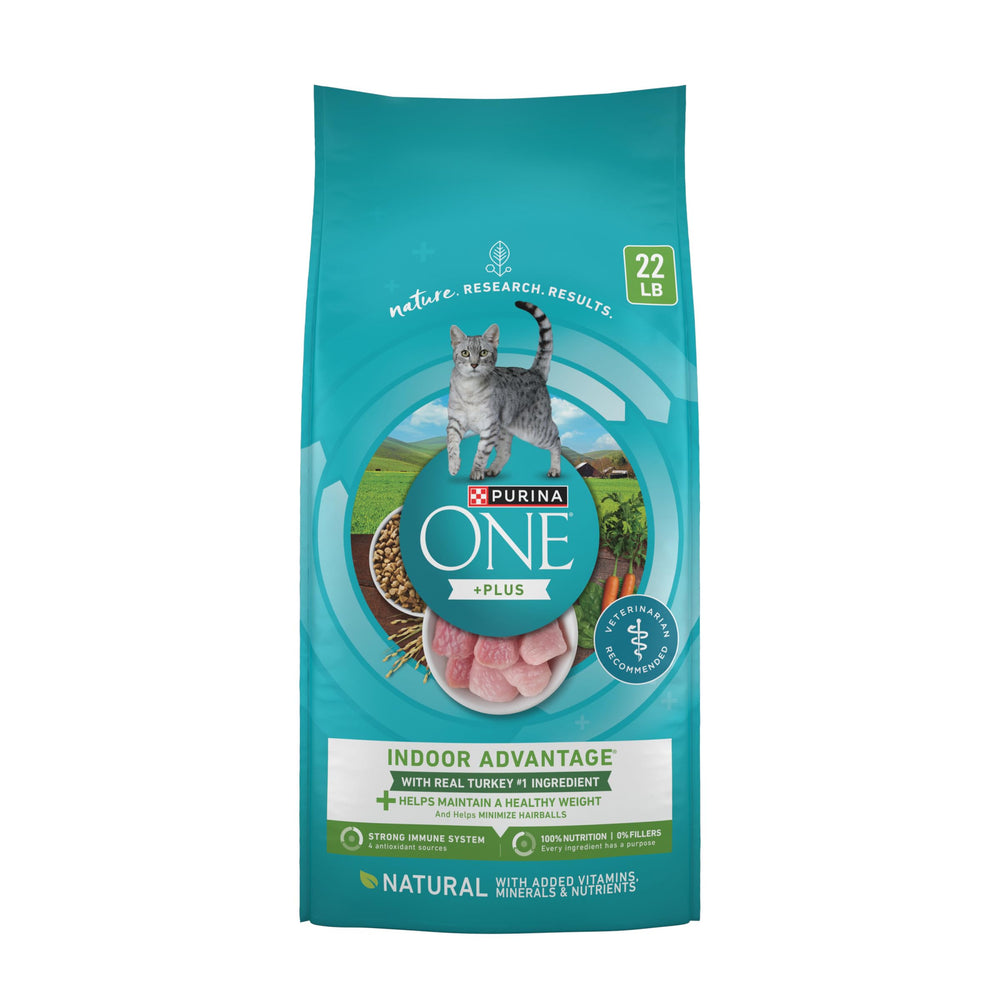 Purina ONE dinde: premier ingrédient pour des muscles solides du chat intérieur.