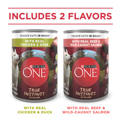 Purina ONE Morceaux boeuf et saumon dans la sauce gravy, riche en protéines.