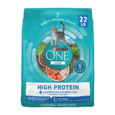Purina ONE Plus Haute Protéine au saumon: croquettes appétentes pour muscles maigres et peau saine.