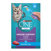 Friandise Purina ONE Plus Immunité au thon en tube pratique pour gâter votre chat.