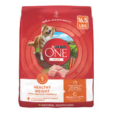 Purina ONE Plus Poids Santé: croquettes visibles; soutien musculaire potentiel.