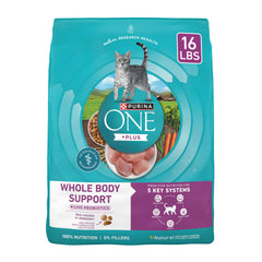 Purina ONE Plus, sac d'aliment sec chat poulet 16 lb, prêt à stocker et savoureux.
