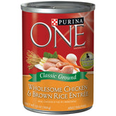 Purina ONE poulet et riz brun – croquettes pour chien adulte, texture croustillante et goût apprécié.