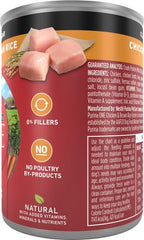 Purina ONE poulet et riz brun – emballage clair et informatif pour chien adulte.