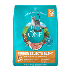 Purina ONE Tender Selects croquettes poulet réel, riches en protéines pour soutenir les muscles.