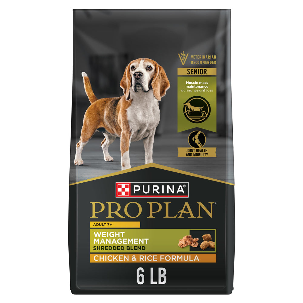 Purina Pro Plan Adulte 7 Plus: croquettes contrôle du poids pour chien senior au poulet et riz.