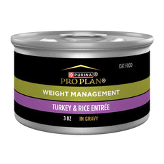 Purina Pro Plan Adult Weight Management dinde et riz en sauce, vue paquet lot de 24 pour chat
