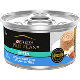 Purina Pro Plan Chaton alimentaire humide en boîte, flocons marins; appétence élevée et digestibilité renforcée.