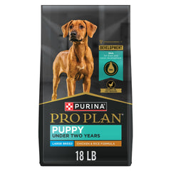 Purina Pro Plan chiot grande race : sac croquettes poulet et riz pour démarrage équilibré.