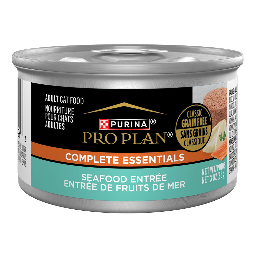 Purina Pro Plan Grain Free Pâté Fruits de Mer, boîte 3oz, repas savoureux pour chat adulte.