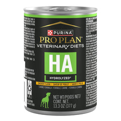 Purina Pro Plan HA poulet hydrolysé en conserve, texture agréable pour chiens sensibles.