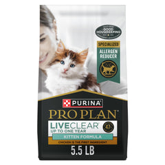 Purina Pro Plan LiveClear chaton – croquettes poulet et riz pour soutenir le développement.