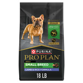 Purina Pro Plan Petit Chien croquettes émiettées agneau riz, facile à mâcher pour petites races.