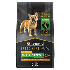 Purina Pro Plan Petite Race 7 Plus — sac 6 lb poulet et riz, pratique pour repas quotidiens.