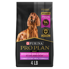 Purina Pro Plan sac 4lb dinde-avoine: croquettes adaptées à l'estomac sensible.