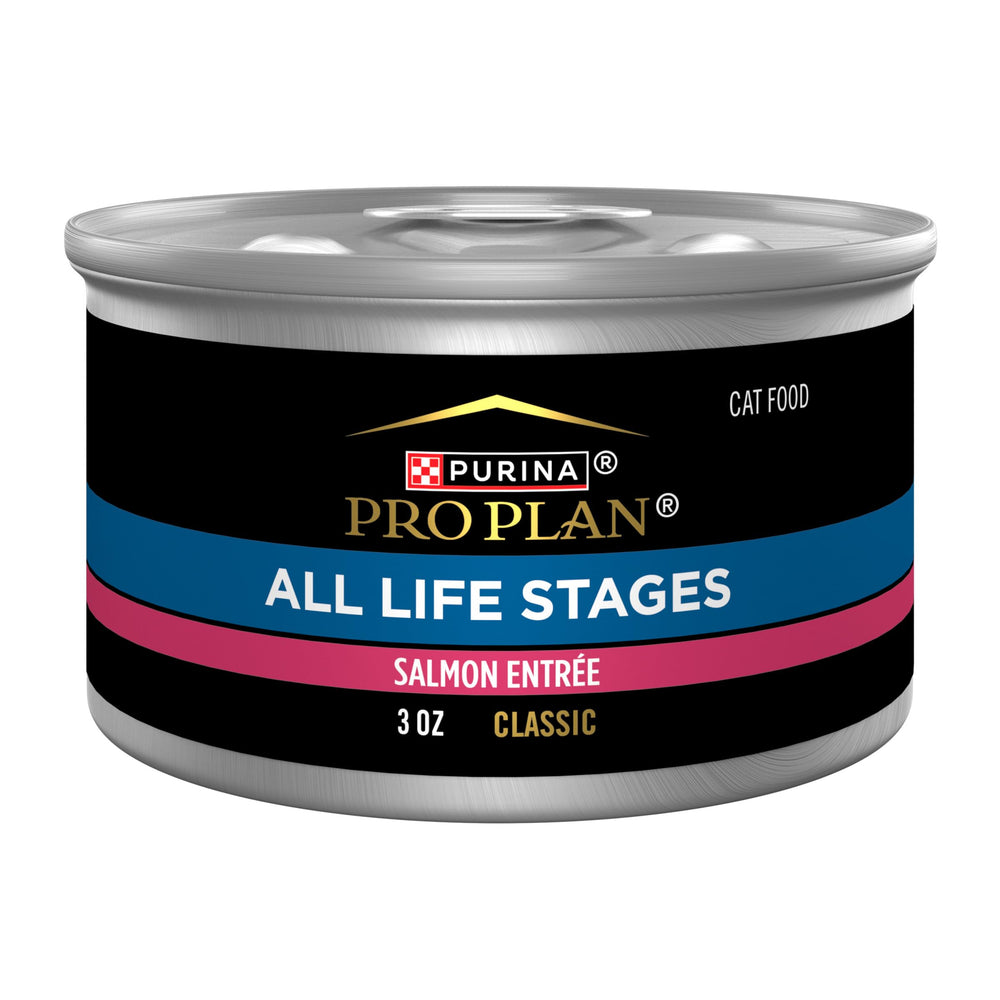 Purina Pro Plan Saumon Pâté Entree 3oz, texture onctueuse pour repas quotidien.