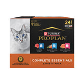 Purina Pro Plan Saveurs Fruits de Mer, pack varié, boîtes de 3 onces, protéines élevées pour chat.