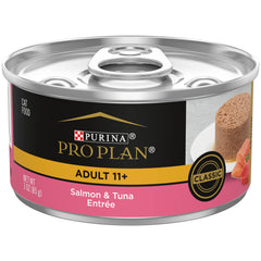 Purina Pro Plan Senior Pâté Saumon-Thon : texture veloutée et goût apprécié par les chats seniors.