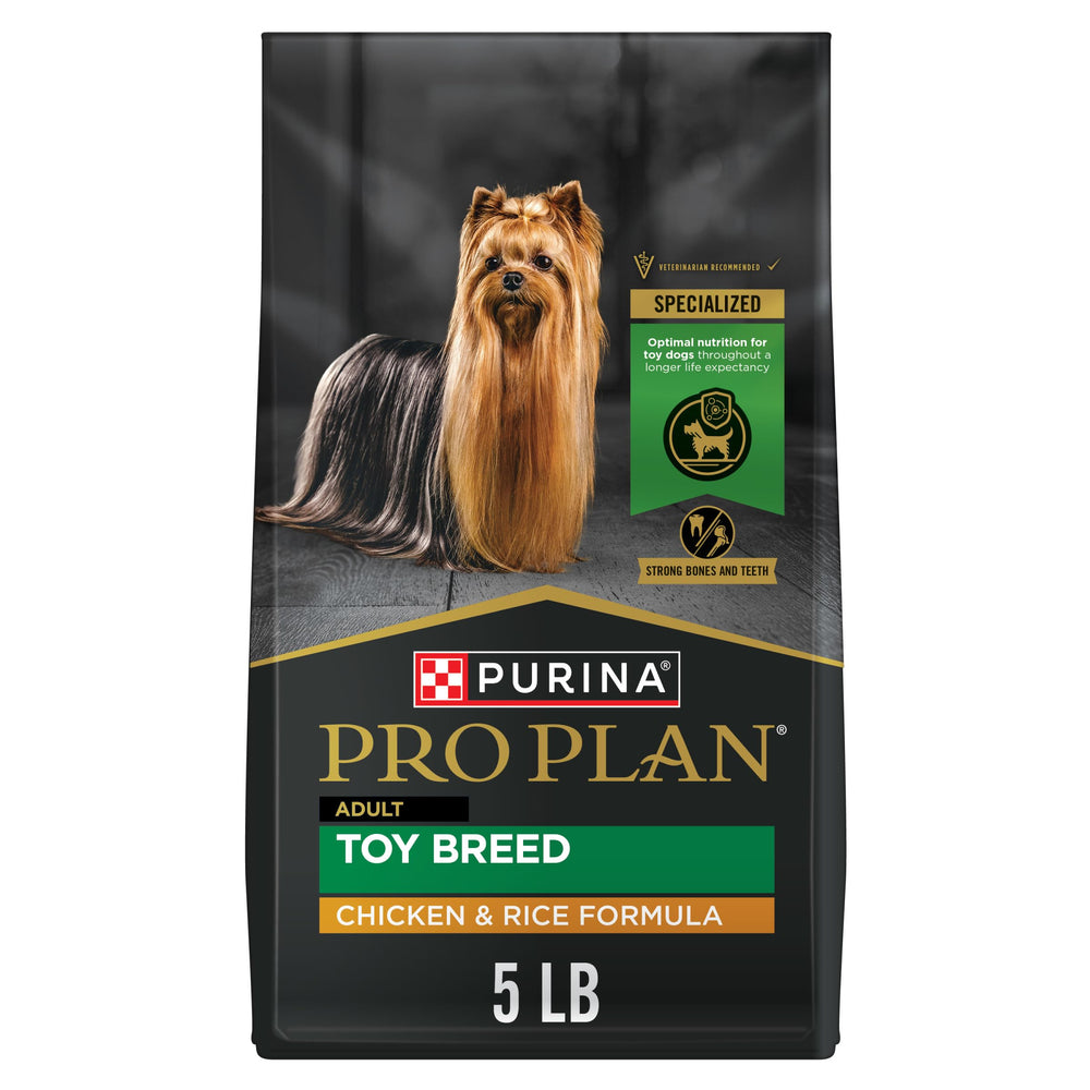 Purina Pro Plan Toy Breed with poulet et riz, sac 5 lb, croquettes adaptées.