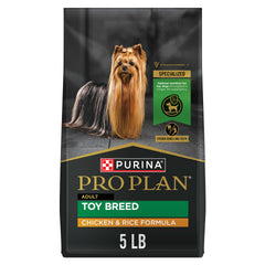Purina Pro Plan Toy Breed with poulet et riz, sac 5 lb, croquettes adaptées.