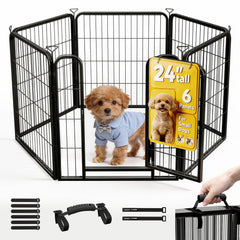 Pvpy Yvrd cage chien 24 pouces avec six panneaux, idéale pour intérieur et extérieur.