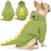 Manteau dinosaure pour chien QBLEEV, chaleur hivernale et look ludique.