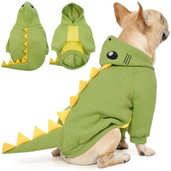Manteau dinosaure pour chien QBLEEV, chaleur hivernale et look ludique.