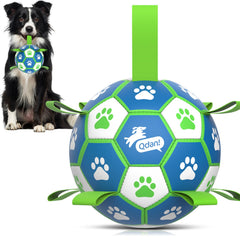 QDAN Ballon-foot-chien avec anses pour jeux dynamiques et interaction.