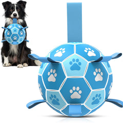 QDAN balle-football-chien-sangles: enrichit l'interaction et l'entraînement du chien.