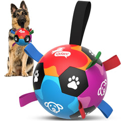 QDAN balle-football-chien 8 pouces, jouet interactif avec poignée pour jeux dynamics