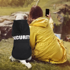 QDYU hoodie chien dos avec impression SECURITE, style durable.