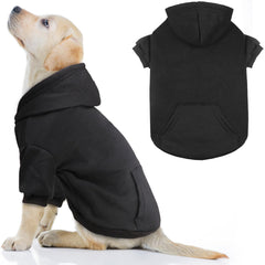 Pull à capuche QDYU pour chien noir, vue avant avec poche pratique.