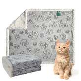 Qeils couverture chat et chien, face recto douce Sherpa gris et patte, chaleur agréable.