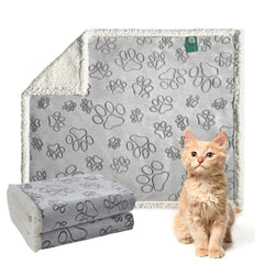 Qeils couverture chat et chien, face recto douce Sherpa gris et patte, chaleur agréable.