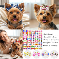 Noeud QingHan bleu 2 pouces pour petit chien, fixation sûre pour toilettage
