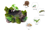 QIRMIZI Plateforme reptile avec plantes artificielles, décor réaliste sans entretien.