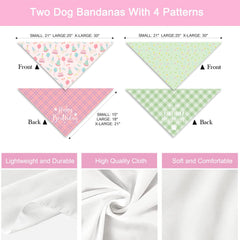 QIRUIMI bandanas triangle ajustable motif rose-vert